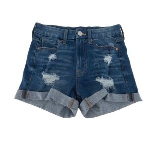 Aeropostale High Rise Curvy Midi 3” Distressed Jean Shorts Size 2 Women’s
